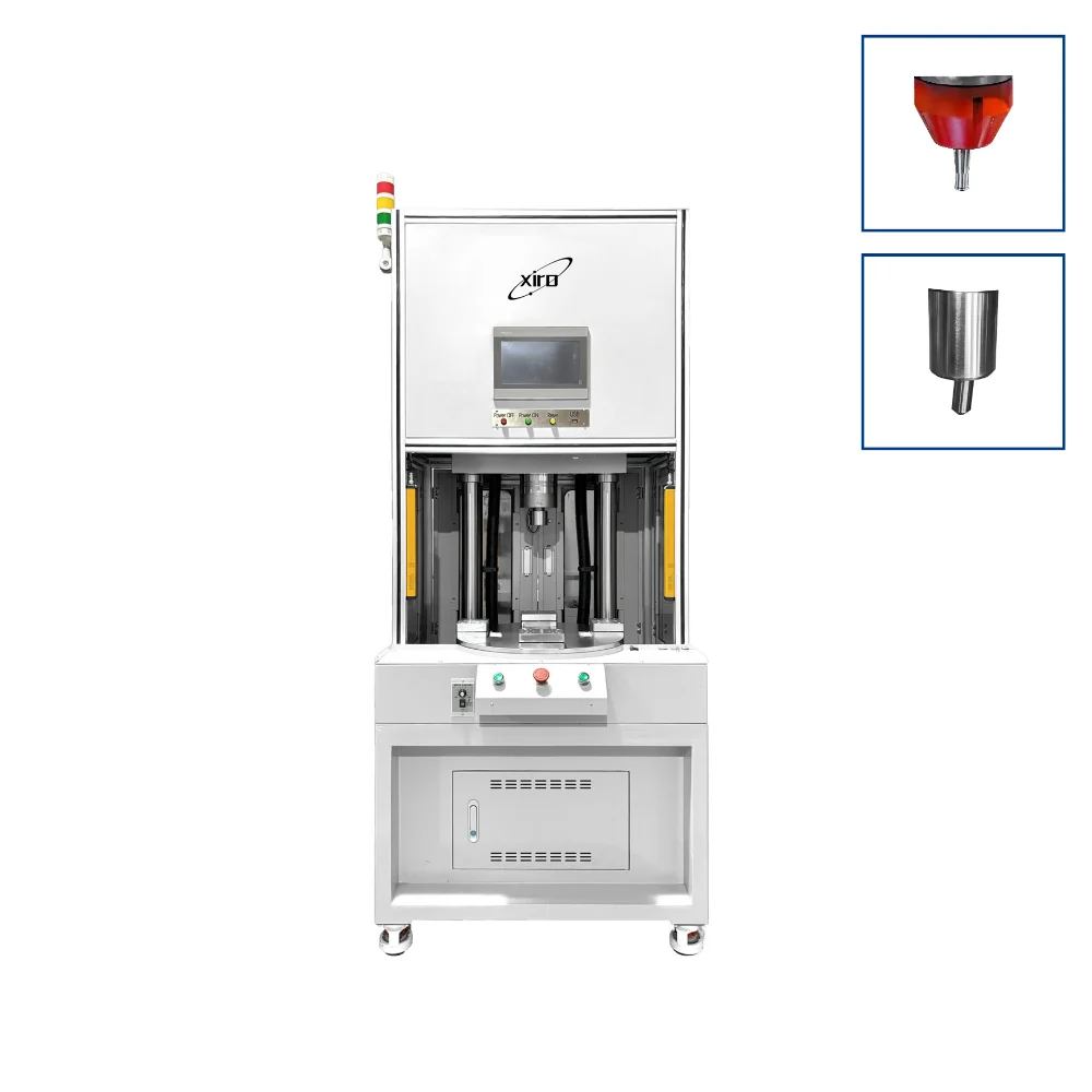 Automated four-column electric servo radial orbital riveting machine with multi-station rotary table