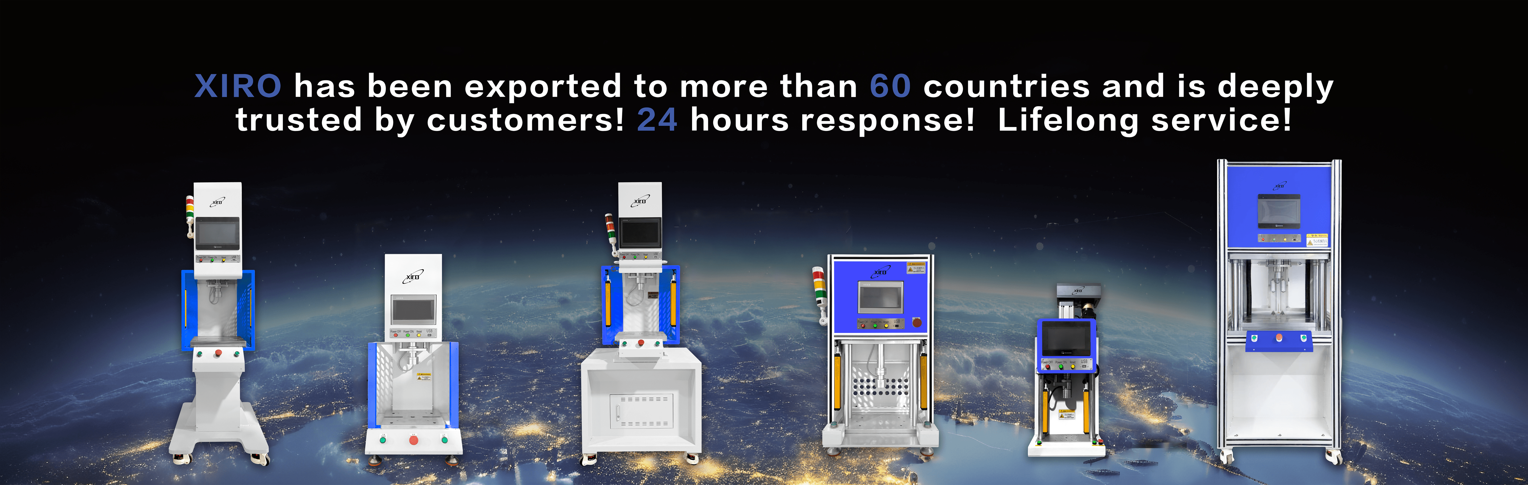 XIRO global industrial machinery lineup exported to over 60 countries, featuring precision servo press and powder press solutions